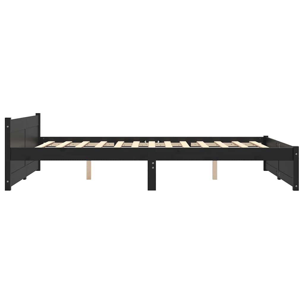 Bed Frame without Mattress Black Solid Wood 135x190 cm Double Double
