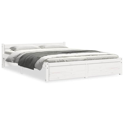 Bed Frame without Mattress White Solid Wood 140x190 cm