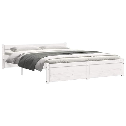 Bed Frame without Mattress White Solid Wood 140x190 cm