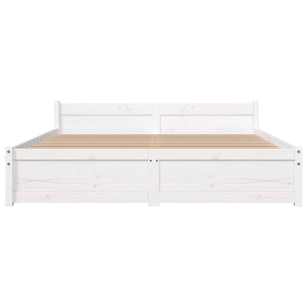 Bed Frame without Mattress White Solid Wood 140x190 cm