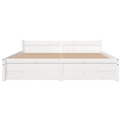 Bed Frame without Mattress White Solid Wood 140x190 cm