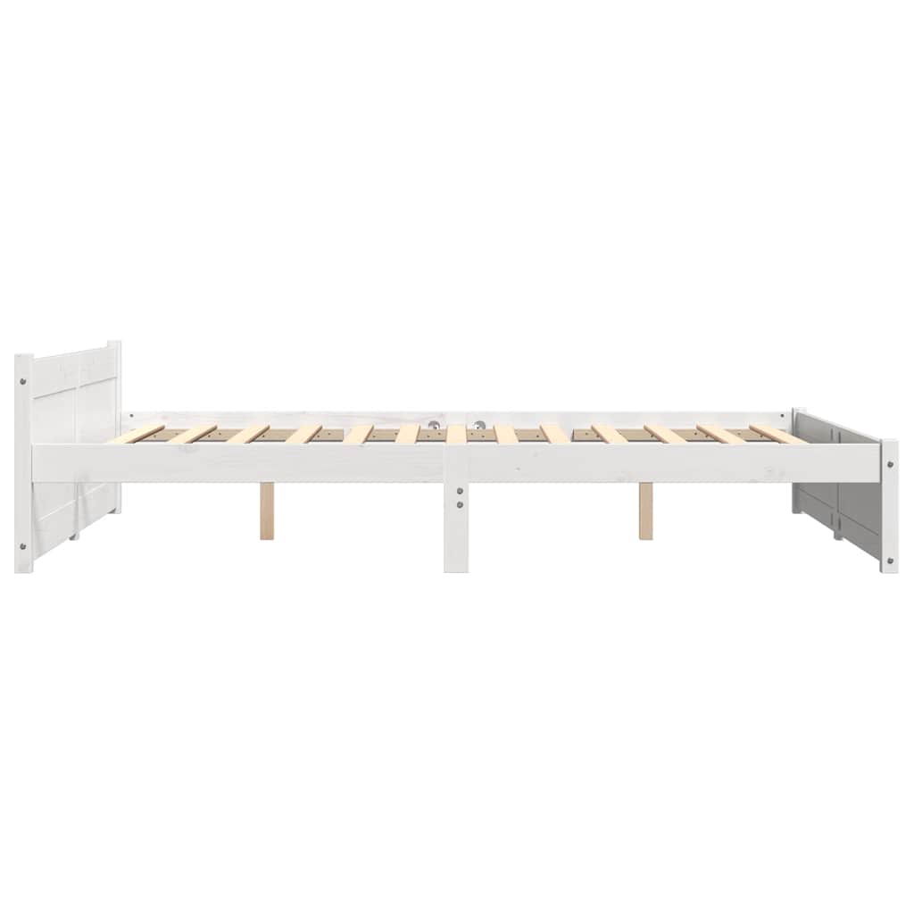 Bed Frame without Mattress White Solid Wood 140x190 cm