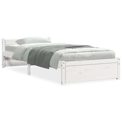 Bed Frame without Mattress White Solid Wood 90x200 cm