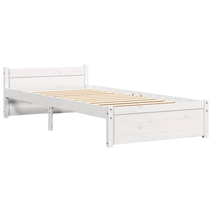 Bed Frame without Mattress White Solid Wood 90x200 cm