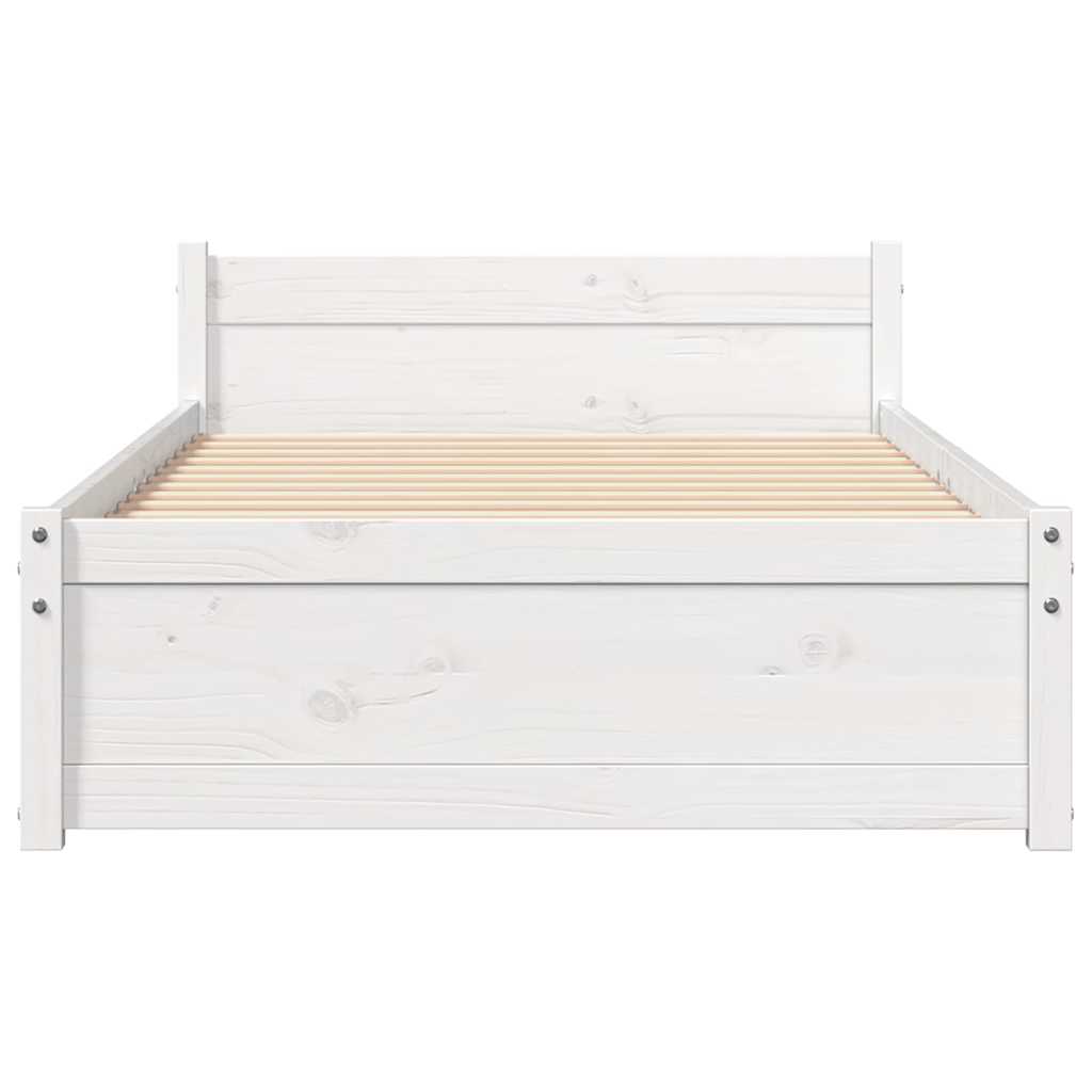 Bed Frame without Mattress White Solid Wood 90x200 cm