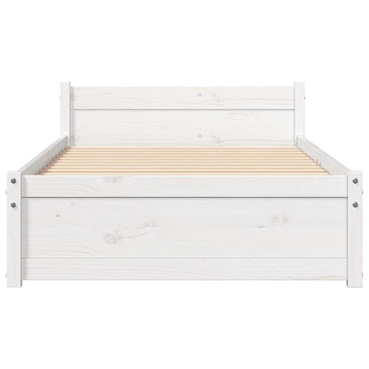 Bed Frame without Mattress White Solid Wood 90x200 cm