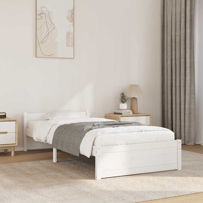 Bed Frame without Mattress White Solid Wood 90x200 cm