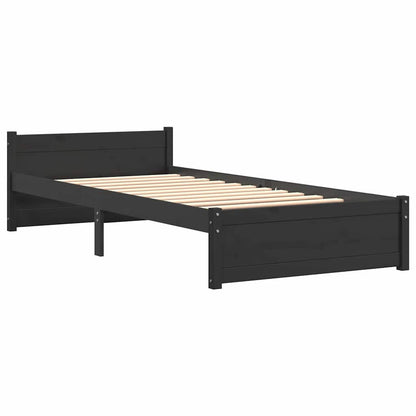 Bed Frame without Mattress Black Solid Wood 90x200 cm