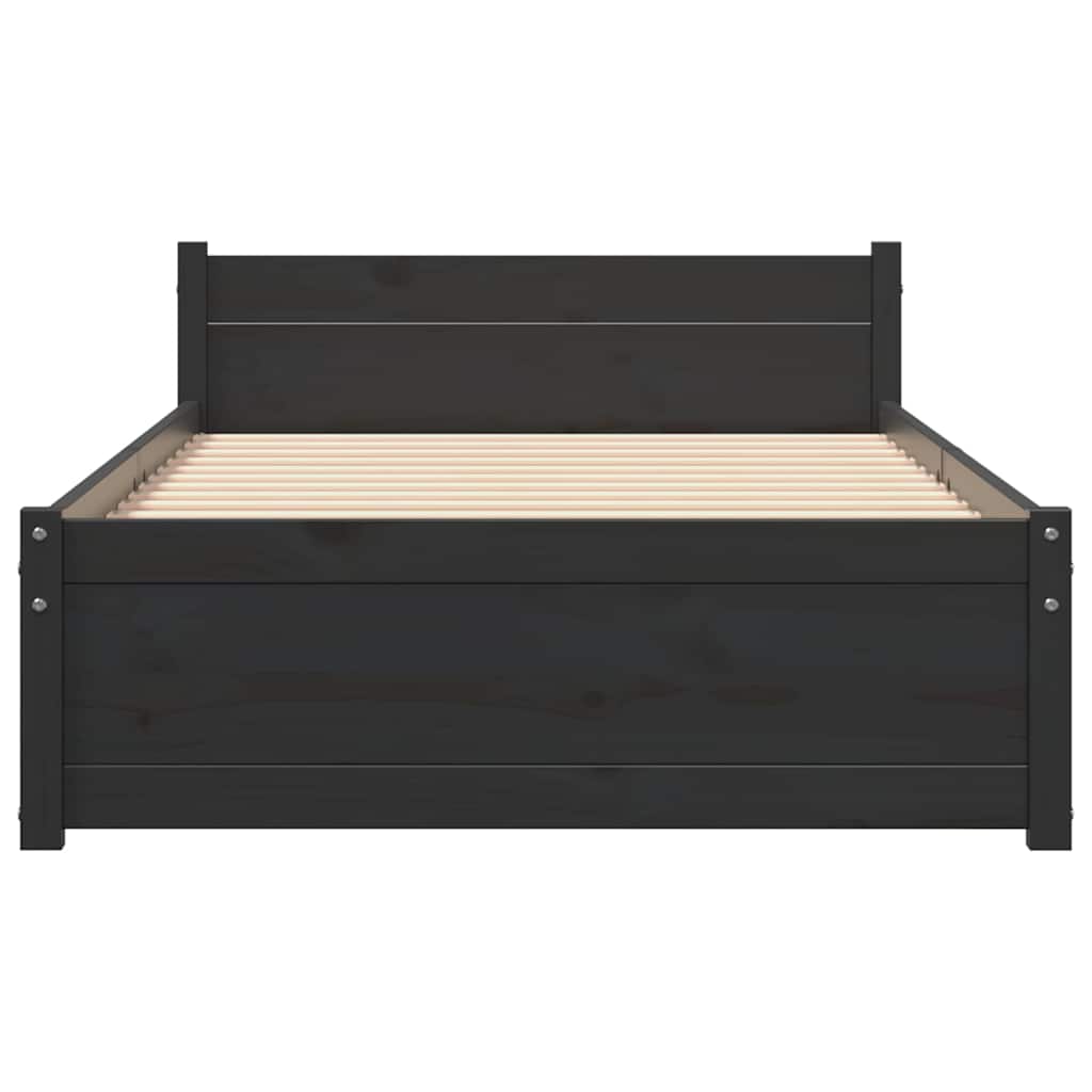Bed Frame without Mattress Black Solid Wood 90x200 cm