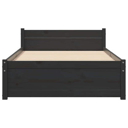 Bed Frame without Mattress Black Solid Wood 90x200 cm