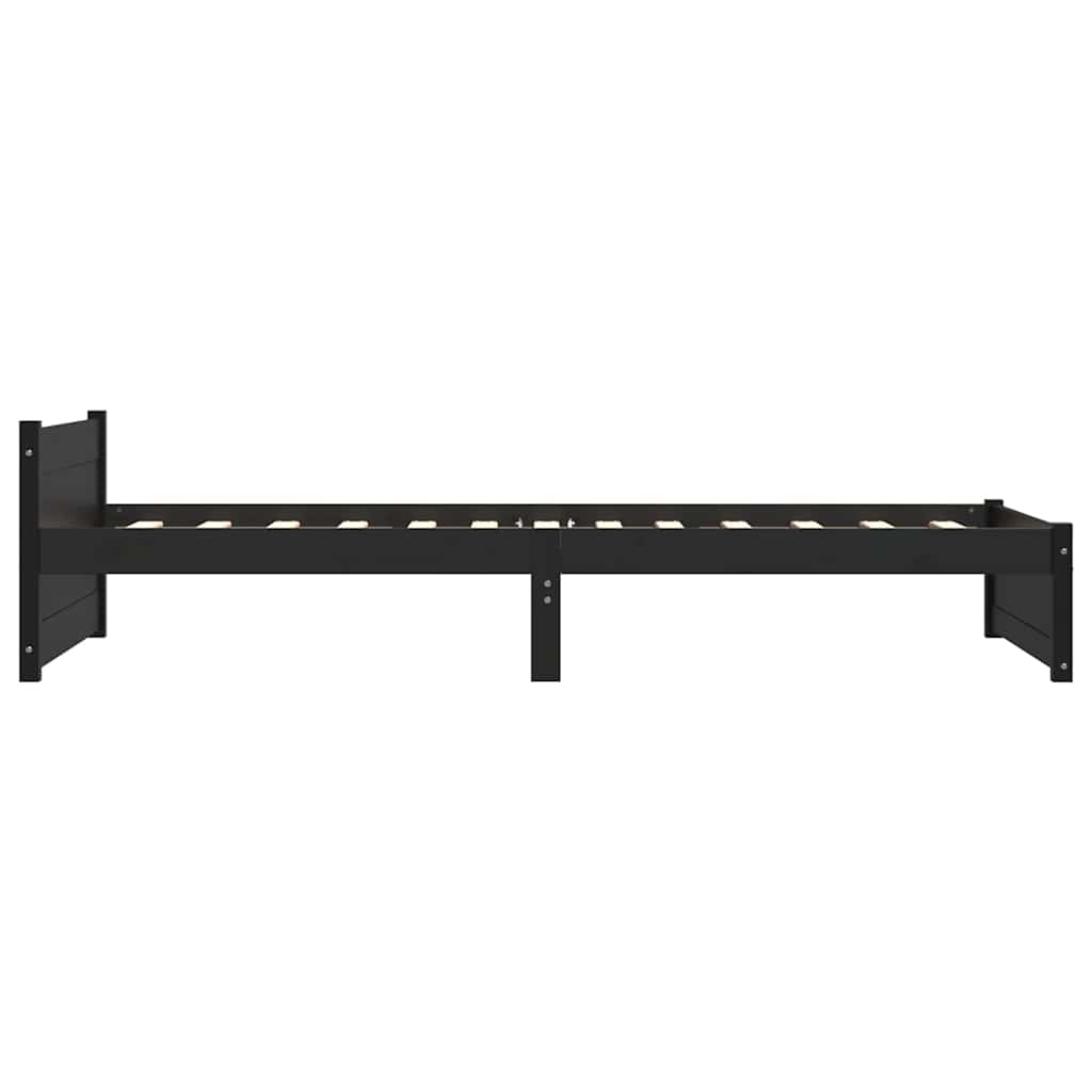 Bed Frame without Mattress Black Solid Wood 90x200 cm