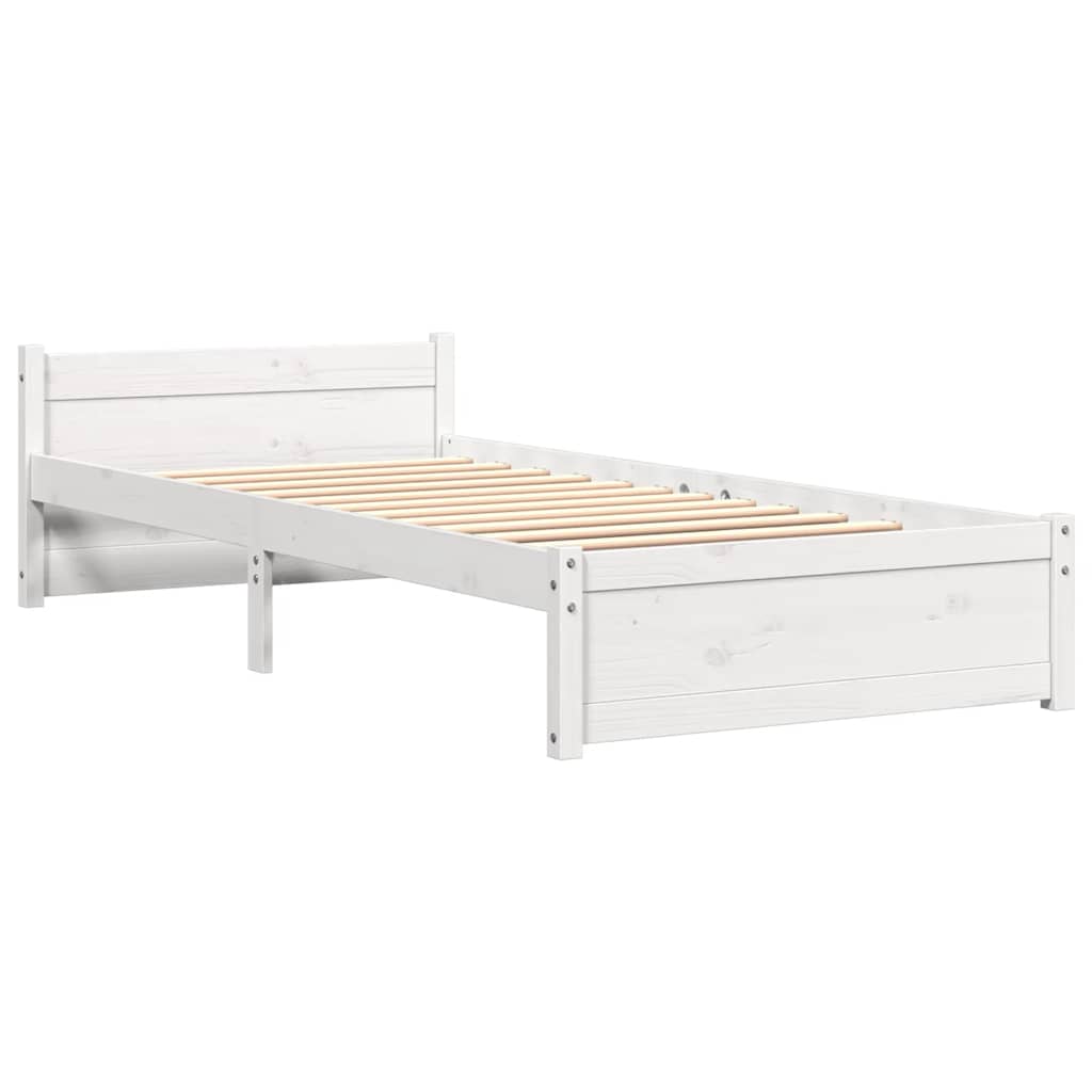 Bed Frame without Mattress White Solid Wood 100x200 cm