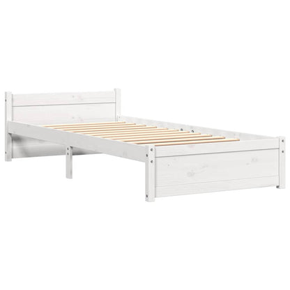 Bed Frame without Mattress White Solid Wood 100x200 cm
