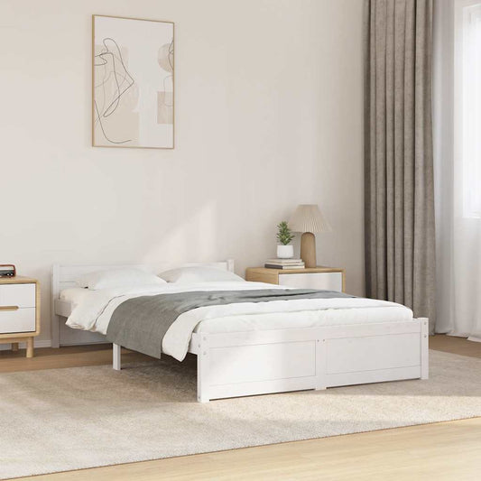 Bed Frame without Mattress White Solid Wood 120x200 cm