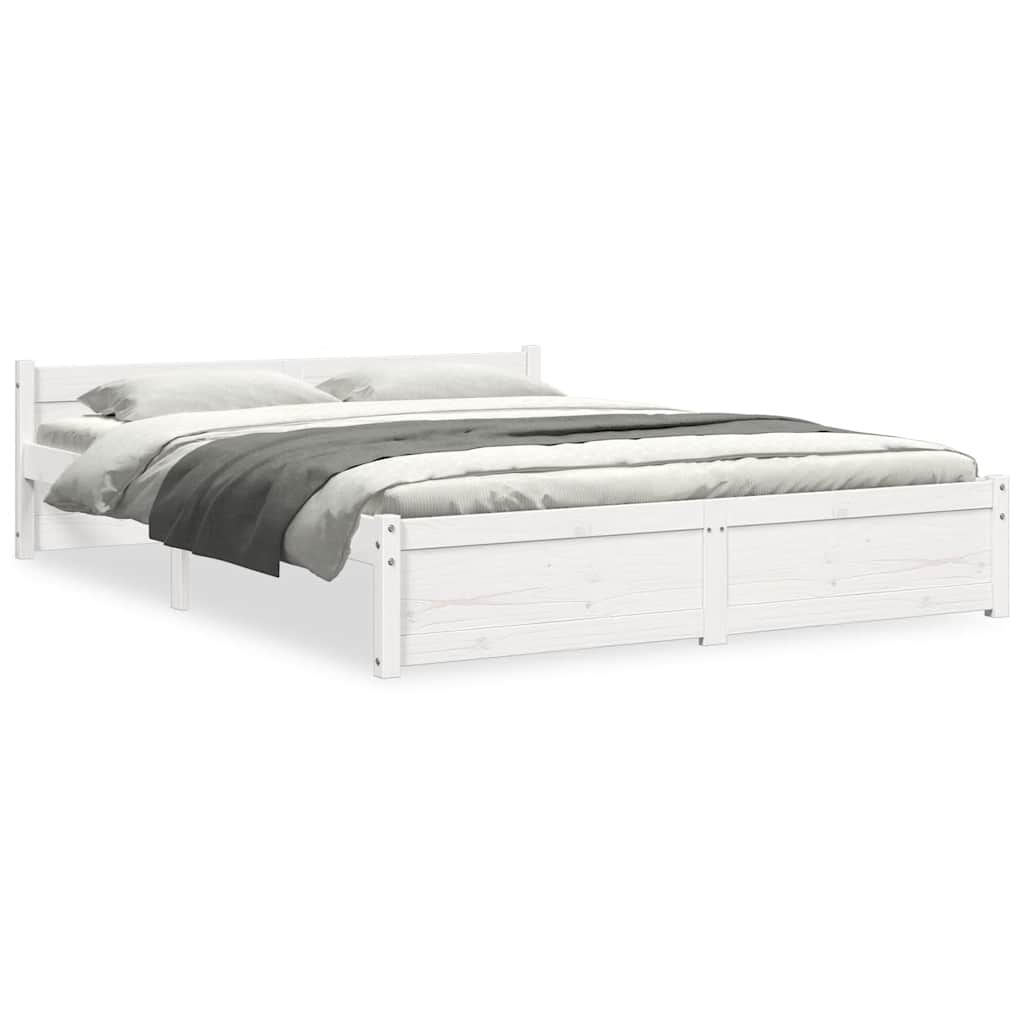 Bed Frame without Mattress White Solid Wood 140x200 cm