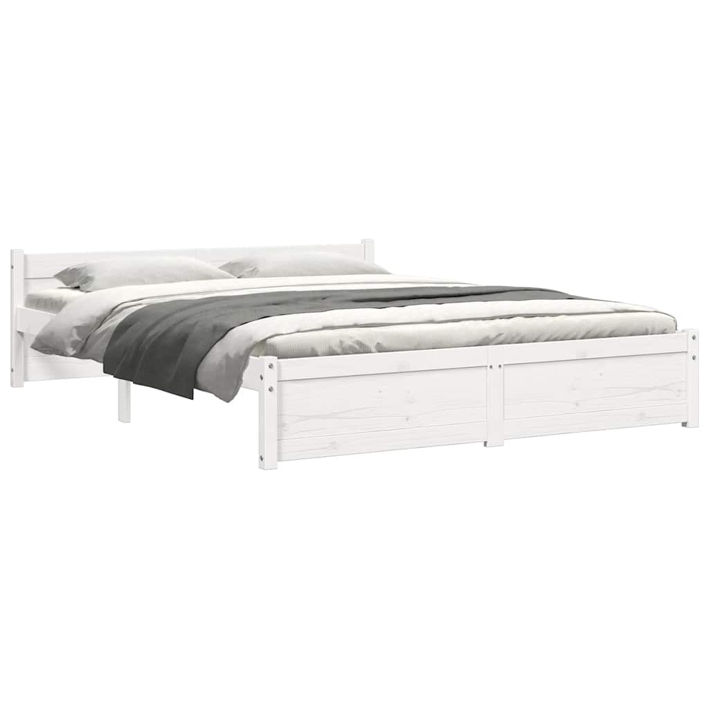 Bed Frame without Mattress White Solid Wood 140x200 cm