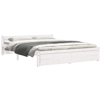 Bed Frame without Mattress White Solid Wood 140x200 cm