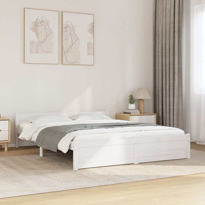 Bed Frame without Mattress White Solid Wood 140x200 cm