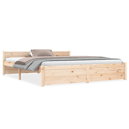 Bed Frame without Mattress Solid Wood 150x200 cm King Size King Size