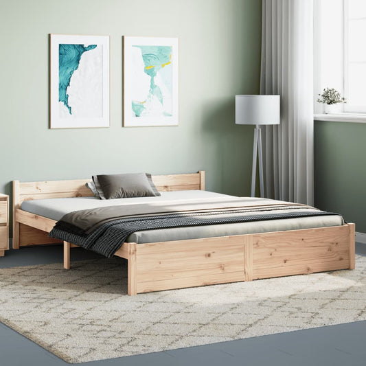Bed Frame without Mattress Solid Wood 150x200 cm King Size King Size