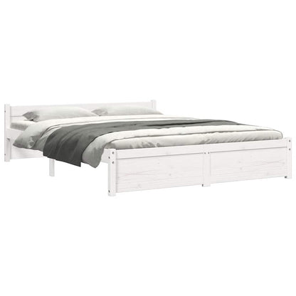 Bed Frame without Mattress White Solid Wood 150x200 cm King Size King Size
