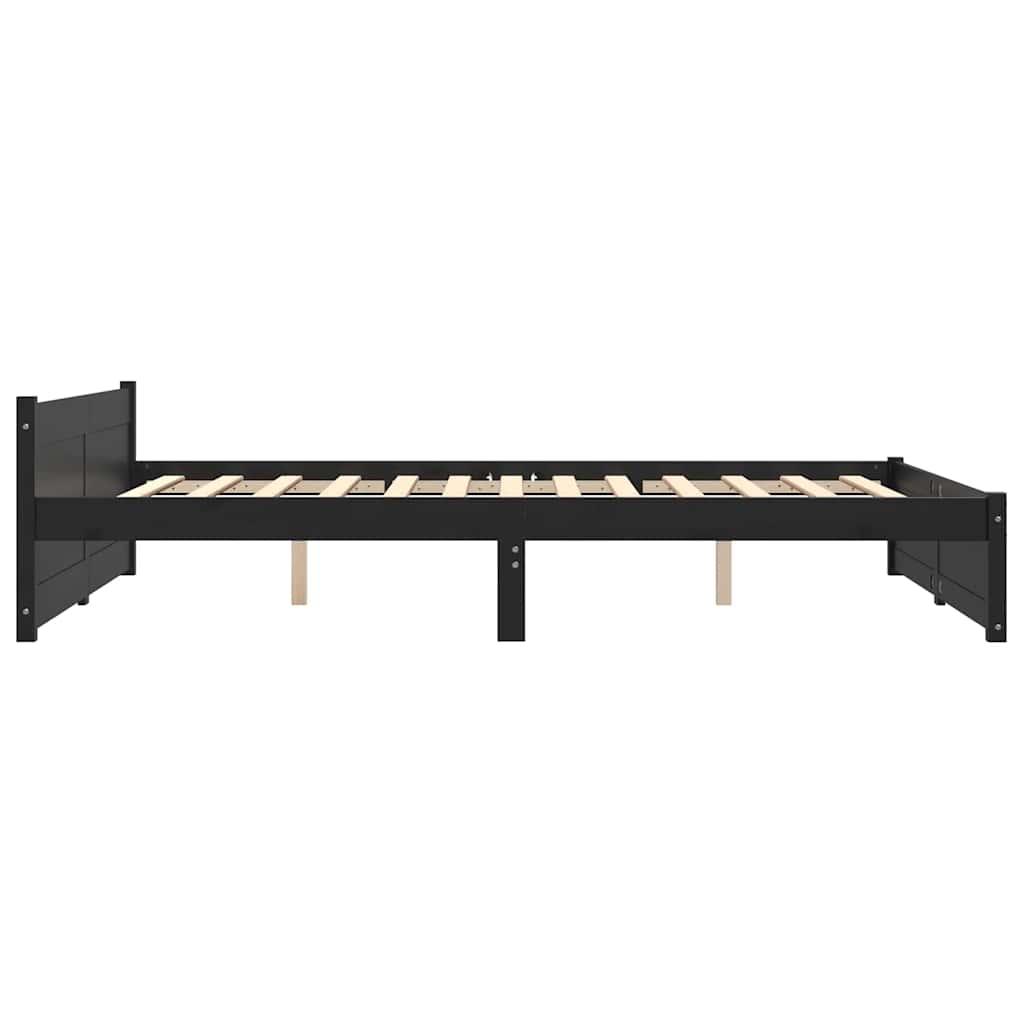 Bed Frame without Mattress Black Solid Wood 150x200 cm King Size King Size