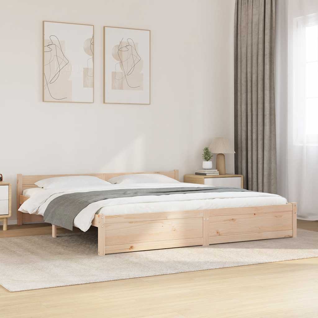 Bed Frame without Mattress Solid Wood 180x200 cm Super King Super King Size