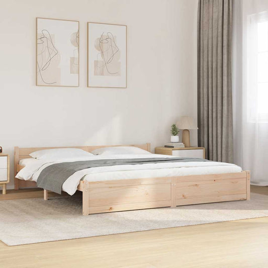 Bed Frame without Mattress Solid Wood 180x200 cm Super King Super King Size
