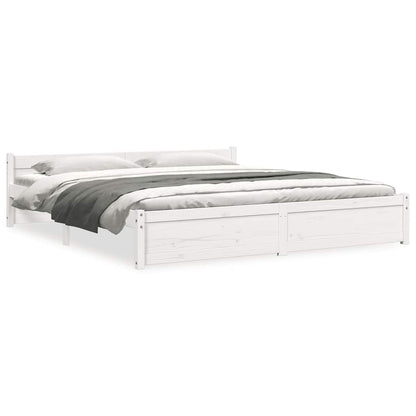 Bed Frame without Mattress White Solid Wood 180x200 cm Super King