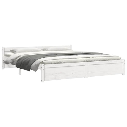 Bed Frame without Mattress White Solid Wood 180x200 cm Super King
