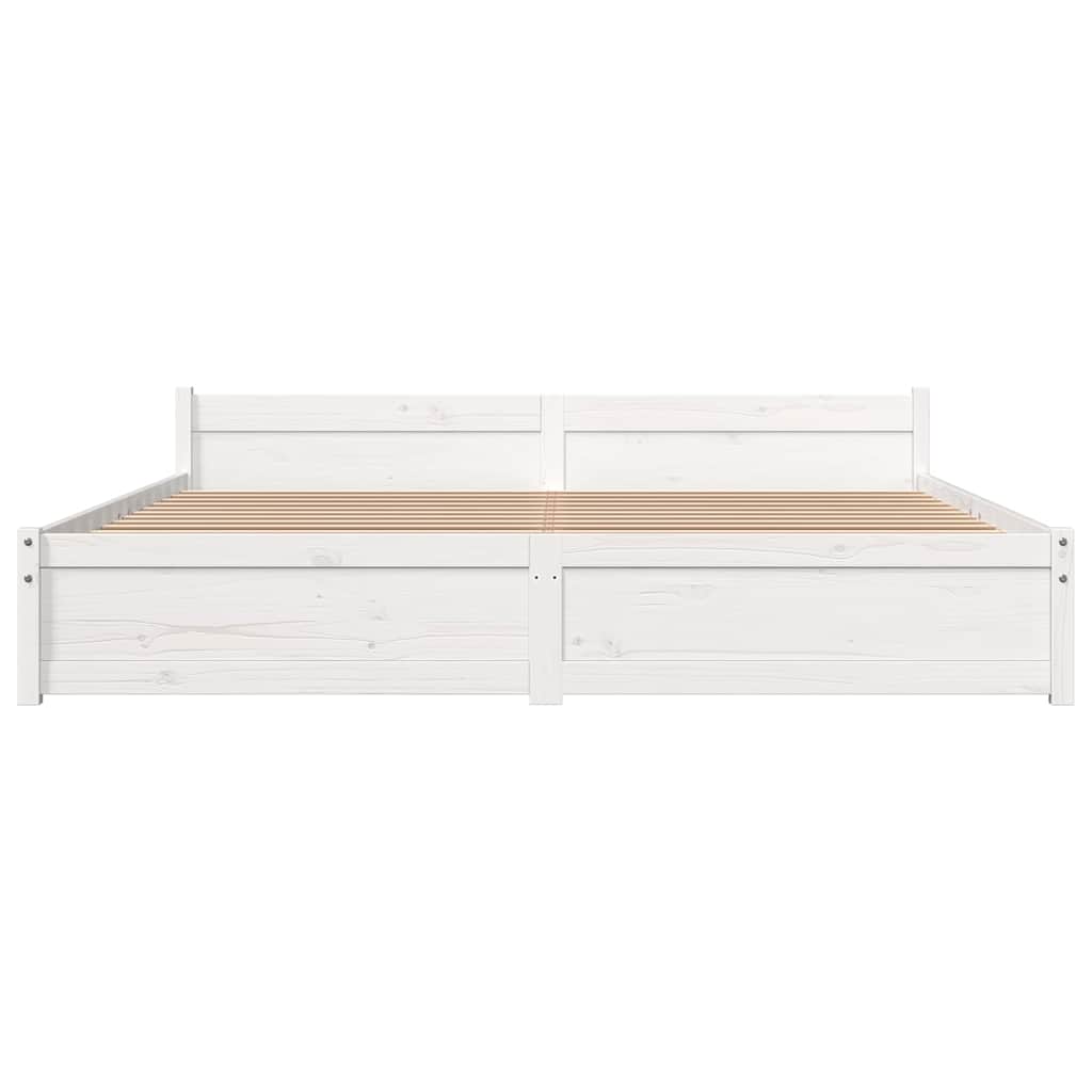 Bed Frame without Mattress White Solid Wood 180x200 cm Super King