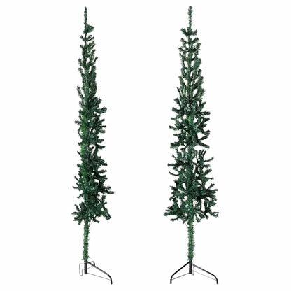 Slim Artificial Half Christmas Tree with Stand Green 210 cm