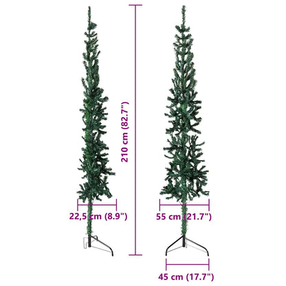 Slim Artificial Half Christmas Tree with Stand Green 210 cm