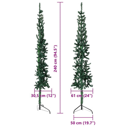 Slim Artificial Half Christmas Tree with Stand Green 240 cm