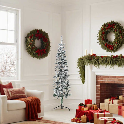 Slim Artificial Half Christmas Tree with Flocked Snow 150 cm