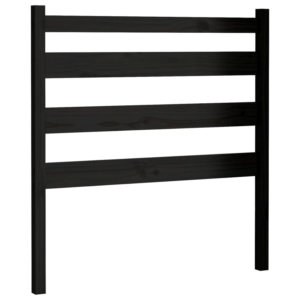 Bed Headboard Black 81x4x100 cm Solid Wood Pine