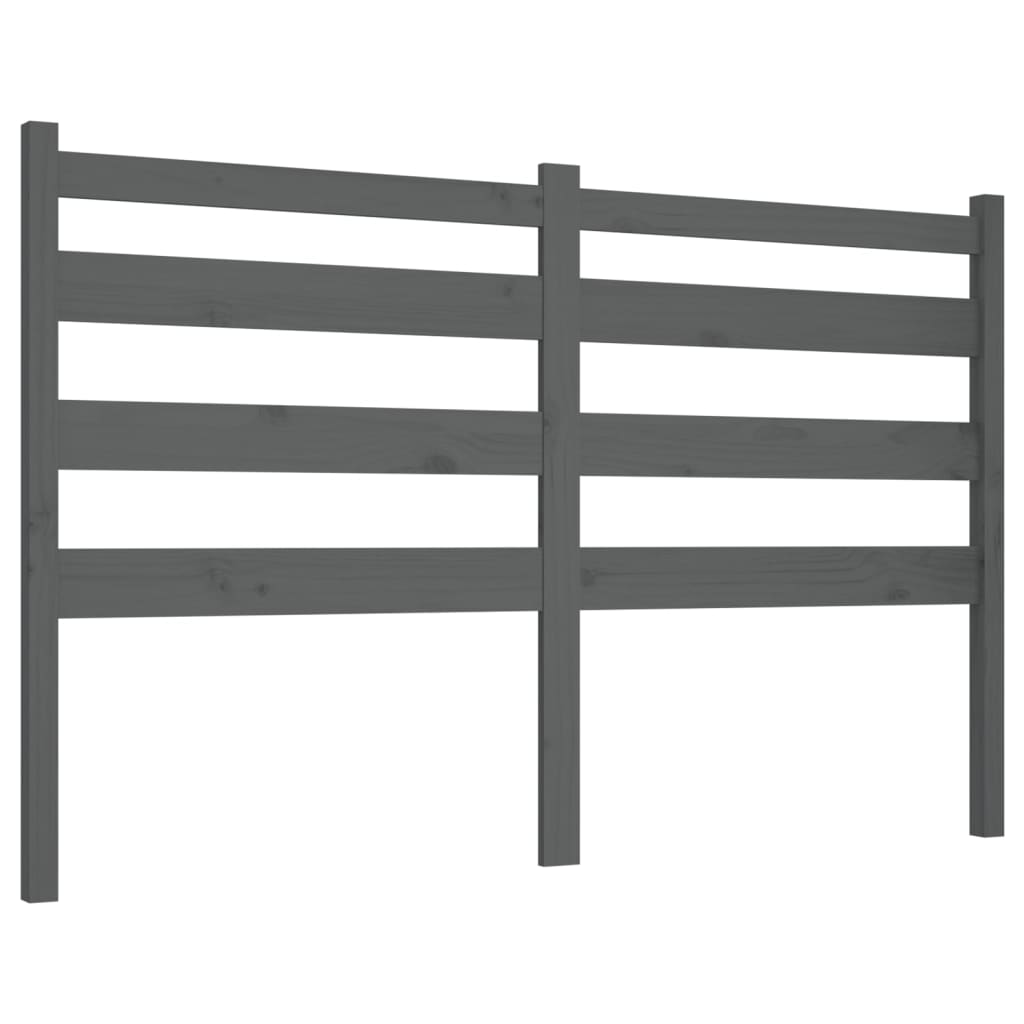 Bed Headboard Grey 126x4x100 cm Solid Wood Pine