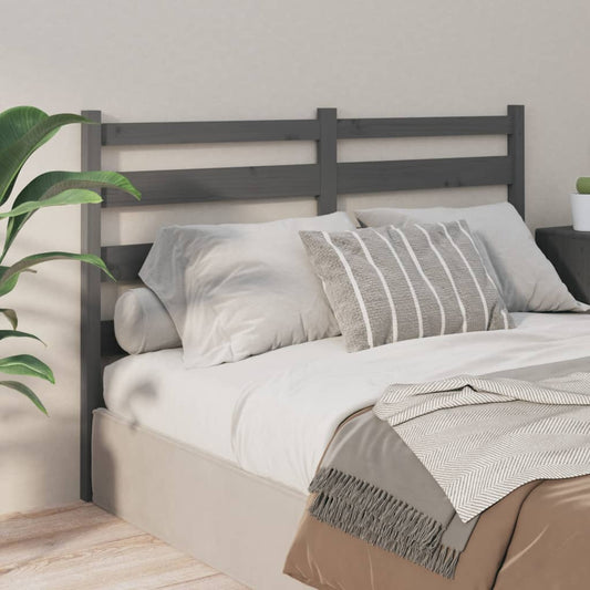 Bed Headboard Grey 126x4x100 cm Solid Wood Pine