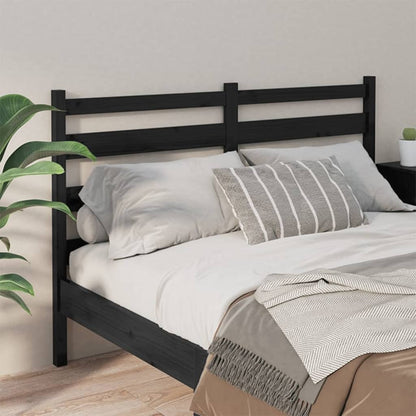 Bed Headboard Black 146x4x100 cm Solid Wood Pine