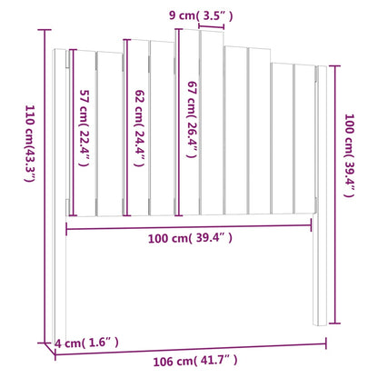 Bed Headboard Grey 106x4x110 cm Solid Wood Pine