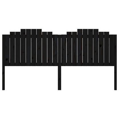 Bed Headboard Black 206x4x110 cm Solid Wood Pine