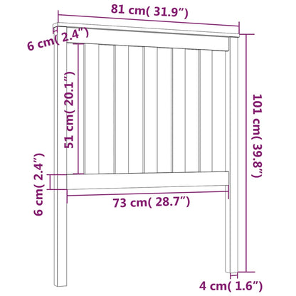Bed Headboard White 81x6x101 cm Solid Wood Pine