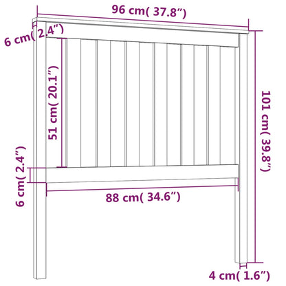 Bed Headboard Black 96x6x101 cm Solid Wood Pine