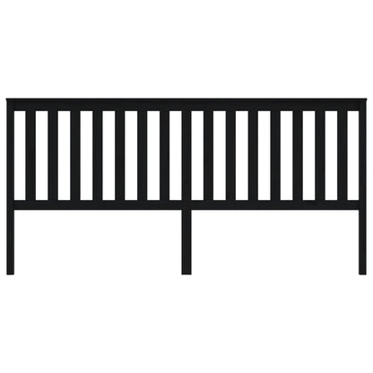 Bed Headboard Black 206x6x101 cm Solid Wood Pine