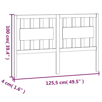 Bed Headboard Grey 125.5x4x100 cm Solid Wood Pine