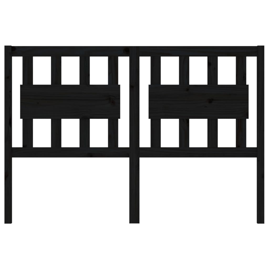 Bed Headboard Black 125.5x4x100 cm Solid Wood Pine