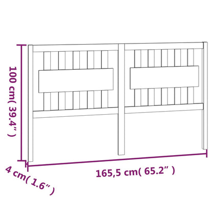 Bed Headboard Grey 165.5x4x100 cm Solid Wood Pine