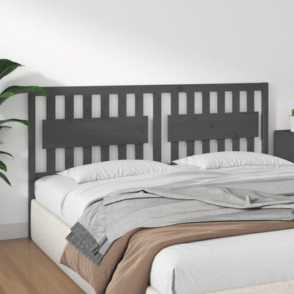 Bed Headboard Grey 185.5x4x100 cm Solid Wood Pine