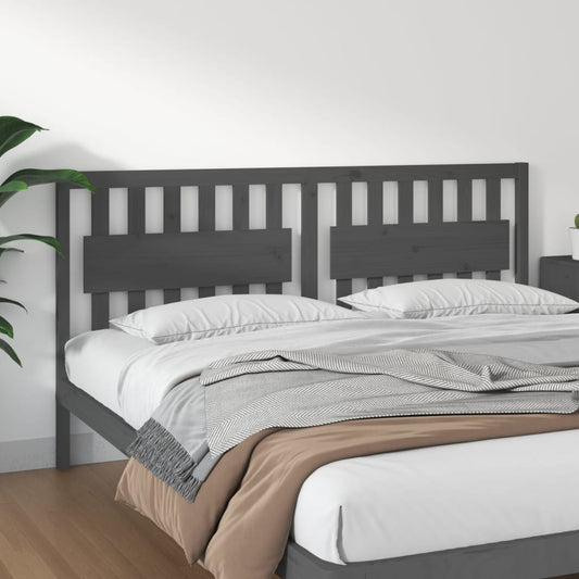 Bed Headboard Grey 185.5x4x100 cm Solid Wood Pine