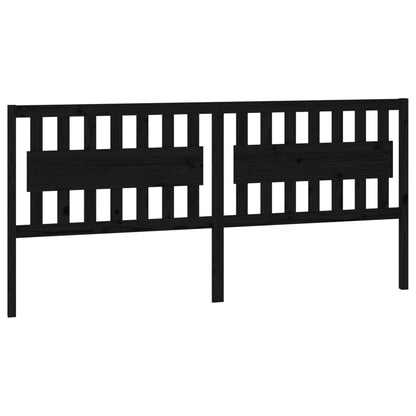 Bed Headboard Black 205.5x4x100 cm Solid Wood Pine